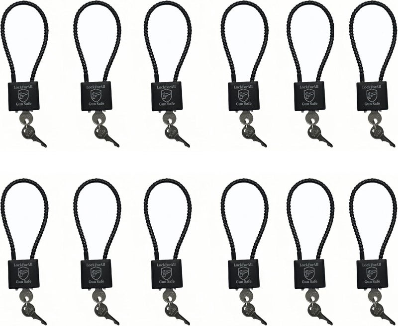 lockforall 8.5" Cable Gun Locks with Keys-Hunting Sports, Keyed Alike Safe Lock CA DOJ Approved for Pistols, Handguns, Rifles, and Shotguns, Home, Storage Firearm Locking and Safety (12) - Image 1